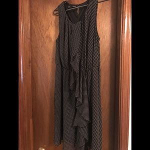 Black polka dot dress.